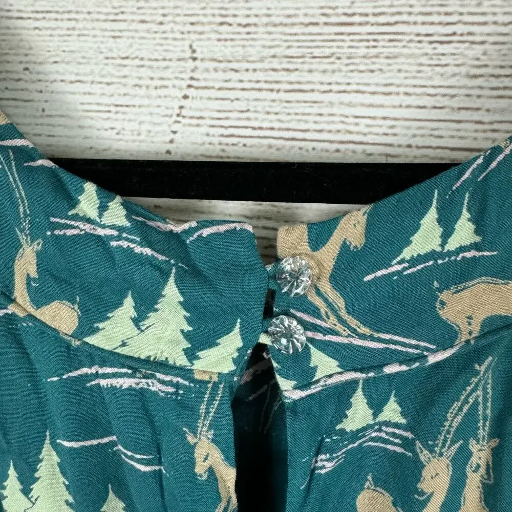 Teal Print Fit-and-Flare Dress - Brand Unknown - Picture 8 of 10